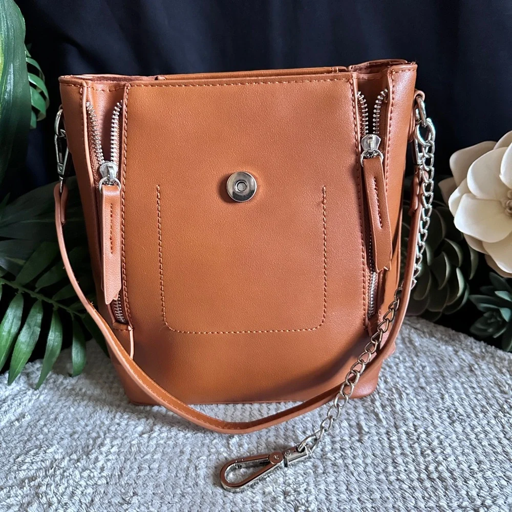LULUs Sidewalk Stunner Brown Vegan Leather Backpack Shoulder Bag – Boho backpack - Picture 6 of 7